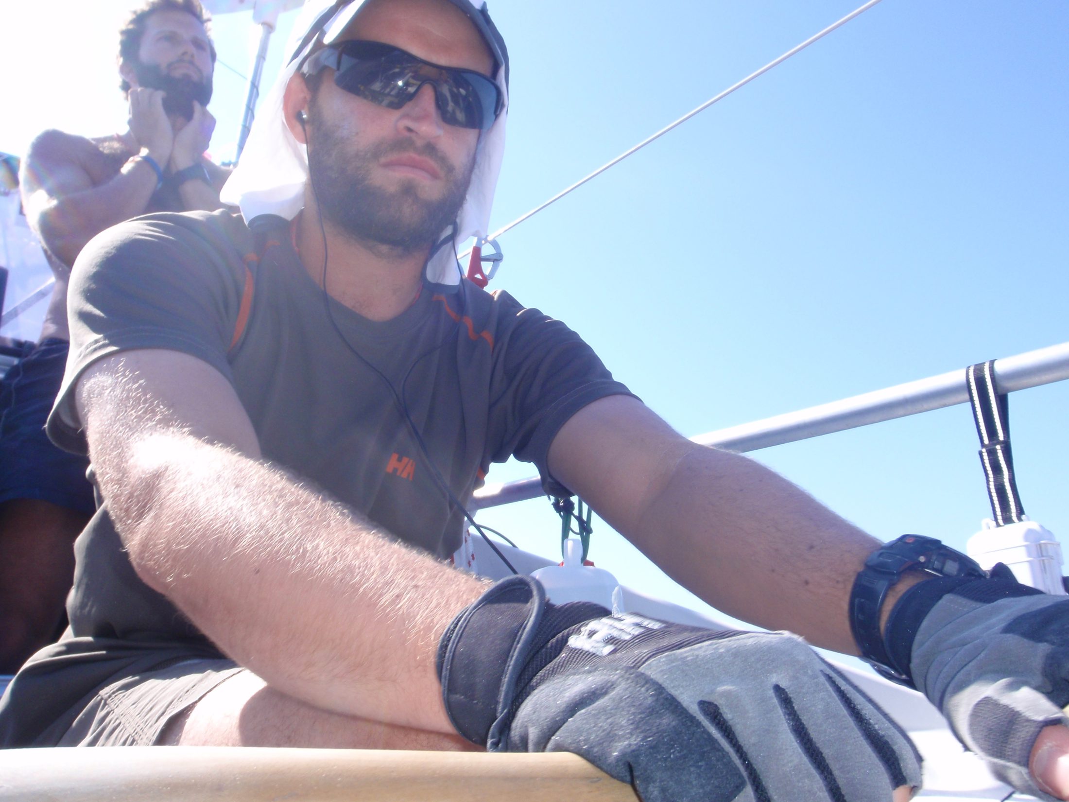 Mike Jones mid-row during the Atlantic crossing